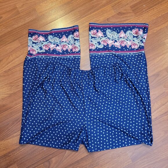 New Directions Womens Blue Paisley Border Print Wide-Leg Pants L Polyester/Spand - Picture 8 of 9